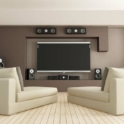 A high-end speaker system in a dedicated home theater.